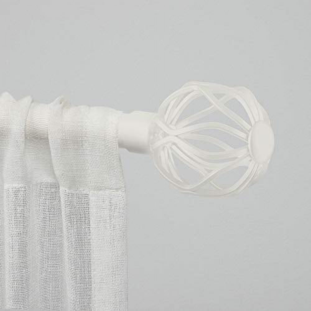 Exclusive Home Ogee 1" Curtain Rod and Coordinating Finial Set, Matte White, Adjustable 66"-120"