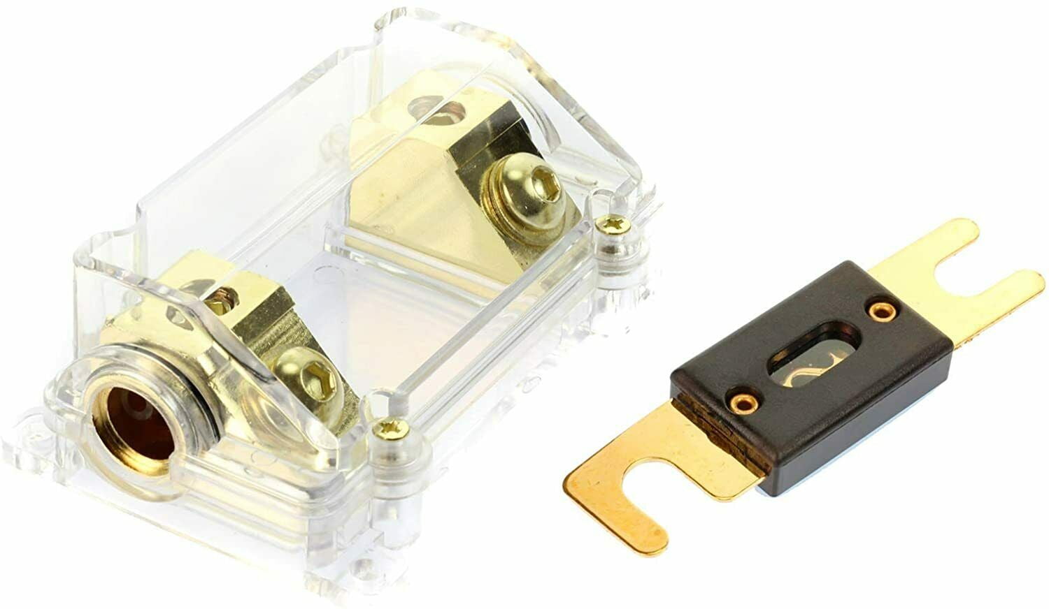 Absolute USA ANH-0 Gold Inline ANL Fuse Holder Fits 0, 2, 4 Gauge with 100AMP FuseAbsolute USA ANH-0 Gold Inline ANL Fuse Holder Fits 0, 2, 4 Gauge with 100AMP Fuse