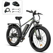 Mukkpet Suburban 750W Electric Bike for Adults 26'' * 4.0 All Terrain Tire Electric Mountain Bikes 48V 15AH BMS Removable Lithium Battery Electric Bicycle Shimano 7-Speed Electric Bike, Standard