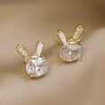 thumbnail image 4 of FENGGHAO Easter Bunny Earrings Synthetic Opal Star Studs Small Cute Animal Jewelry for Women Festive Holiday Spring Accessories, 4 of 5
