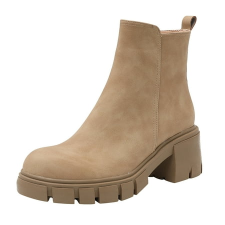 

Wesracia Boots For Women Winter Boots Women Shoes Fashion Boots Thick Sole Thick Heel Women Boots Breathable Fashion Round Toe Thick Heel Women Boots