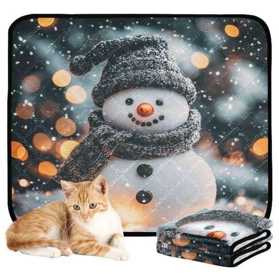 Washable Pet Pee Pads with Super Absorbent Reusable Training Pads for Dogs & Cats Adorable Snowman