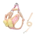 thumbnail image 1 of Bowknot Design Dog Harness with Matching Plaid Leash for Secure and Comfortable Walking Control, 1 of 4