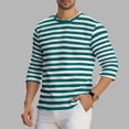 thumbnail image 2 of DIOAZUD Men's Striped 3/4 Sleeve Shirts Summer Casual Crew Neck Shirt Lightweight Big and Tall T-Shirts for Daily Wear, 2 of 7