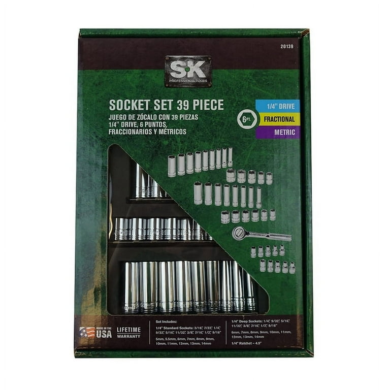 【sskd39】4 SK Professional Tools 1/4 In. Drive Metric And Sae 6 Point