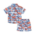 thumbnail image 4 of CCRFTGI Summer Outfits for Kids Boys Two Piece Swimsuit Beach Holiday Dinosaur Quick Dry Short Sleeve Button Down Shirts and Girls Swim Shorts Cute Clothes Orange 3-4 Years, 4 of 9