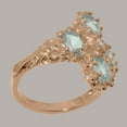 thumbnail image 3 of LBG British Made 9k Rose Gold Cubic Zirconia & Aquamarine Womens Statement Ring - 33 size options - Size 6.5, 3 of 6