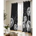 thumbnail image 5 of White Dandelion Sheer Curtains 63 Inch Length 2 Panels Set for Living Room/Bedroom, Spring Flowers Botanical Vintage Black Kitchen Curtains Grommet Semi-Sheer Curtains Window Treatments 42"x63"x2, 5 of 7