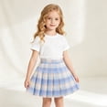 thumbnail image 3 of Shqvo Girls Plaid Pleated Skirt, High Waist A‑Line Pleated Uniform Skirt, Kids Preppy Tartan Plaid Skater Skirt for Back To School Campus Daily Wear 5-16Y, 3 of 3