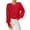 Red, variant on JSheng Women's Long Sleeve Tops Fashion Solid Color Round Neck Knitted Textured Pullover Sweater for Daily Wear Beige L