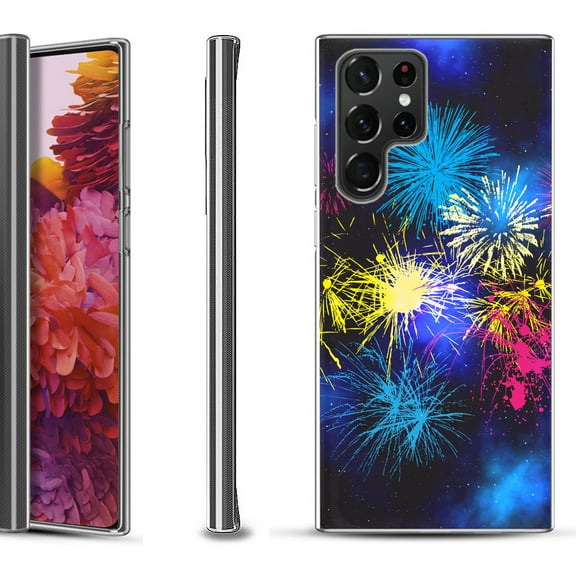 Slim-Fit Fashion Gel Phone Case for Samsung Galaxy S22 Ultra 5G, by OneToughShield ® - Fireworks