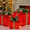 thumbnail image 6 of BinKFF Christmas Decorations, Set of 3 Christmas Lighted Gift Boxes, Battery Operated Xmas Present Boxes, Warm White LED with Bows for Indoor Christmas Tree, Yard, Home Decor, 6 of 6