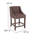 thumbnail image 5 of Emma + Oliver 24" High Walnut Counter Height Stool with Accent Nail Trim in Brown Fabric, 5 of 11