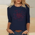 thumbnail image 2 of lcziwo Womens 3/4 Sleeve Tops Cotton Celebration Casual Blouse Plus Size Patriotic 250th American Flag Print Summer Tee Navy XXXL, 2 of 6