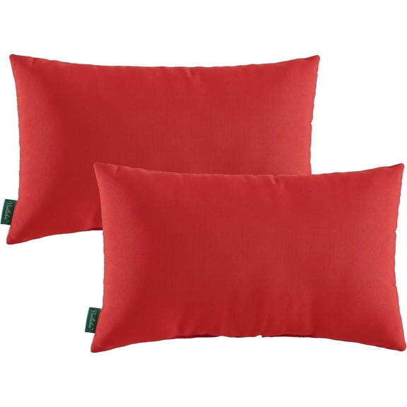 YOOZEKU Indoor Outdoor Lumbar Pillows,Waterproof Outdoor Pillows Set of 2 for Patio Furniture,12x20 Inch,Red