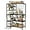 Black, variant on L-Shaped Bakers Rack with Power Outlet, 6-Tier Microwave Stand with Open Storage, Coffee Bar with Hooks, Mesh Grid, Kitchen Shelf with Wire Basket, Rustic Brown and Black