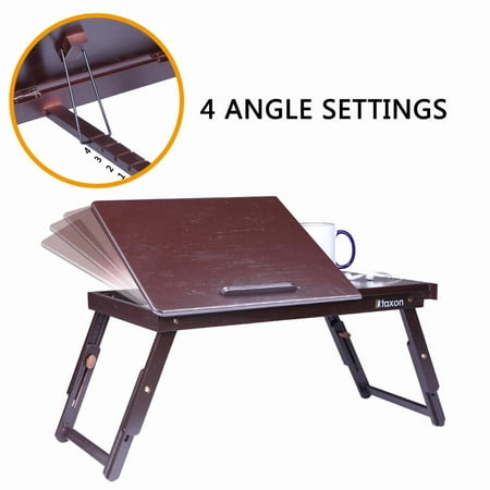 Ktaxon Laptop Desk Table Portable Bamboo Folding Breakfast Serving Bed Tray Adjustable Leg