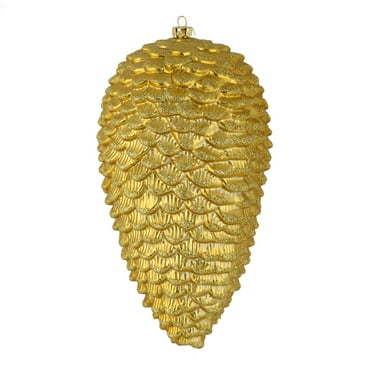Vickerman 7" Gold Matte Glitter Pinecone Christmas Ornament, 4 per pack
