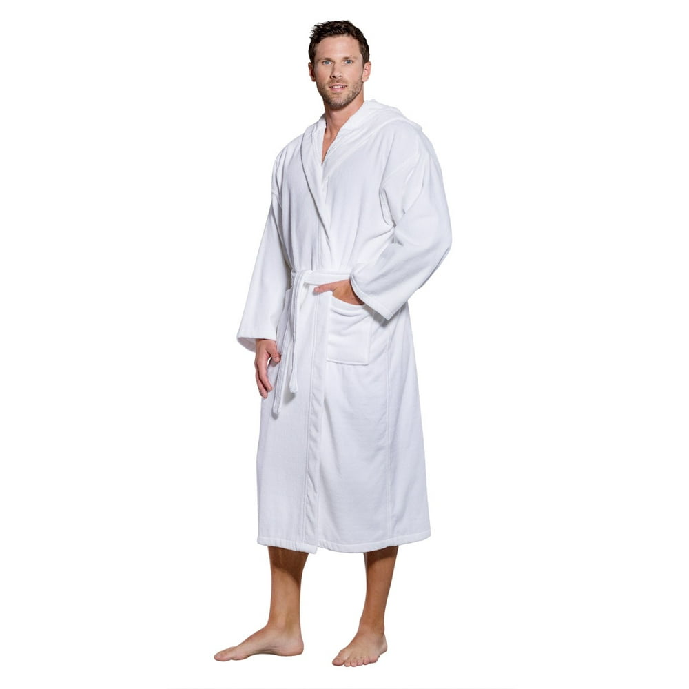 Turquaz Linen 100 Turkish Cotton Hooded Terry Velour Bathrobe Made