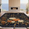 thumbnail image 2 of Design&I 8'x10' Washable Area Rug Extra Large Skid-Resistant Low Profile Midnight Black Enchanted Autumn Nightscape Gothic Manor Amidst Festive Pumpkin for Living Room, Family, 2 of 7