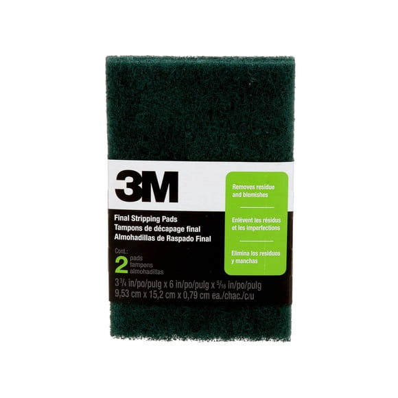 3M™ Final Stripping Pads 10113NA, #0 Fine, Open Stock, 3 3/4 in x 6 in x 5/16 in, 2/Pack