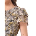 thumbnail image 5 of INSPIRE CHIC Women's Ruffle Sleeve Self-Tie V Neck Above Knee Ruffled A-Line Floral Chiffon Dress M Gray, 5 of 6