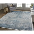 thumbnail image 3 of HomeRoots 512130 10 x 13 ft. Blue Gray & Silver Abstract Power Loom Distressed Rectangle Area Rug with Fringe, 3 of 4