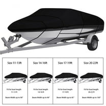20-22Ft Waterproof Boat Cover Trailerable Heavy Duty Pontoon Black Fit for V -Hull, Tri-Hull, Runabout