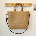 thumbnail image 3 of Women Straw Woven Handbag with Bamboo Handle Tote Clutch Bags for Seaside(Khaki) Shoulder Bags for Women, 3 of 10