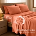 thumbnail image 3 of Lux Decor Full Size Bed Sheets - 6 Piece Ultra-Soft Microfiber Sheets Set, Deep Pocket Fitted Sheet, Flat Sheet & 4 Pillowcases, Breathable Hotel Luxury, OEKO-TEX Certified, Coral, 3 of 10