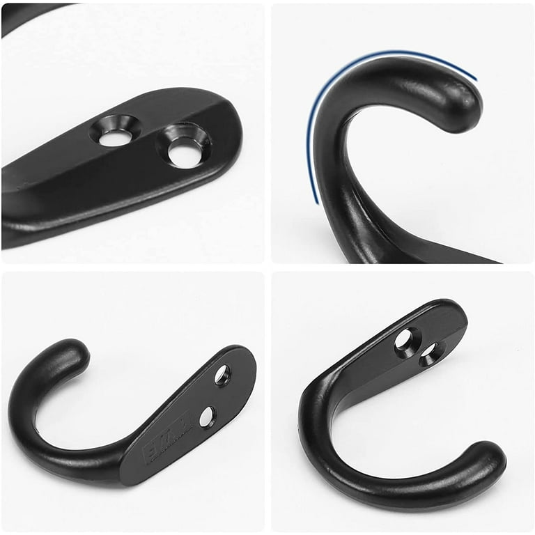 Wall Black Coat Hooks Hardware 5 Pack Heavy Duty Mounted Single