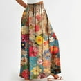 thumbnail image 4 of WTOBBY Women's High Waisted Wide Leg Pants Summer Casual Flowy with Pockets and Floral Print,Beach Trousers Designed for Hot Weather Comfort, Breezy Days and Sun Protection in Style,Orange 2XL, 4 of 4
