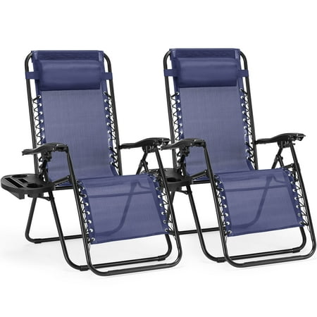 EDX Zero Gravity Chair Outdoor Lounge Chair?Suitable for Beach Terrace Pool Patio Blue 2-Pack