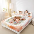 thumbnail image 4 of Homewish Farm Cow Animal Queen Sheet Sets, Orange Art Watercolor Flat Sheet, Kawaii Rustic Flower Queen Fitted Sheet, Ultra Soft Bedroom Decor, 4 Pieces, 4 of 7