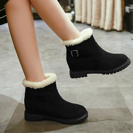 

Midewhik Plus Velvet Boots Color Boots Snow Round Toe Women s Warm Solid Winter Women s Boots