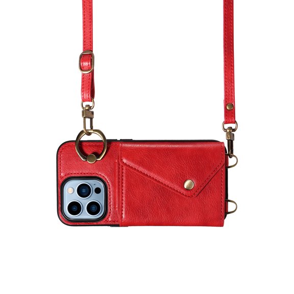 Crossbody Case for iPhone 13 Pro, Adjustable Shoulder Strap 47" / 1.2m, Finger Ring Holder with 6 Card Slots