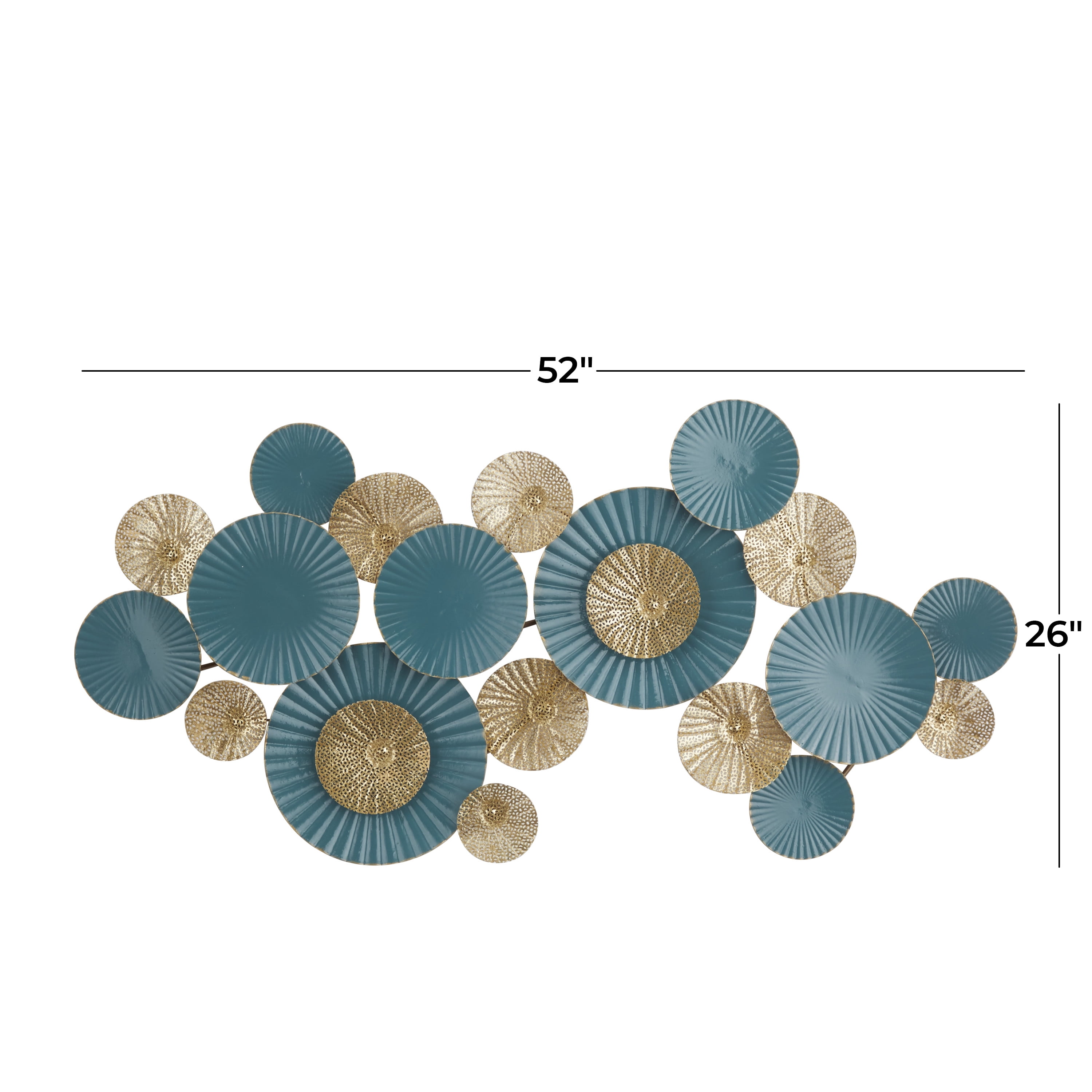 DecMode Teal Metal Plate Wall Decor with Textured Pattern
