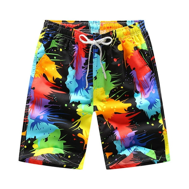 Shorts de playa para nadar, de secado rápido, transpirables, con estampado floral llamativo, para surfear, para deportes acuáticos, ligeros y de secado rápido, ideales para la playa.