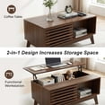 thumbnail image 6 of 35.4" Lift Top Coffee Table with Storage, Mid Century Modern Coffee Table with Sliding Door & Hidden Compartment, for Living Room, Walnut, 6 of 11