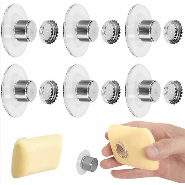 Juego de 6 jaboneras magnéticas con ventosa, jabonera de ducha montada en la pared, sin perforación, imán de jabón sólido, jabonera de ducha magnética mágica sin perforación - F Rojo Verde Cocina, Decoración y Otros