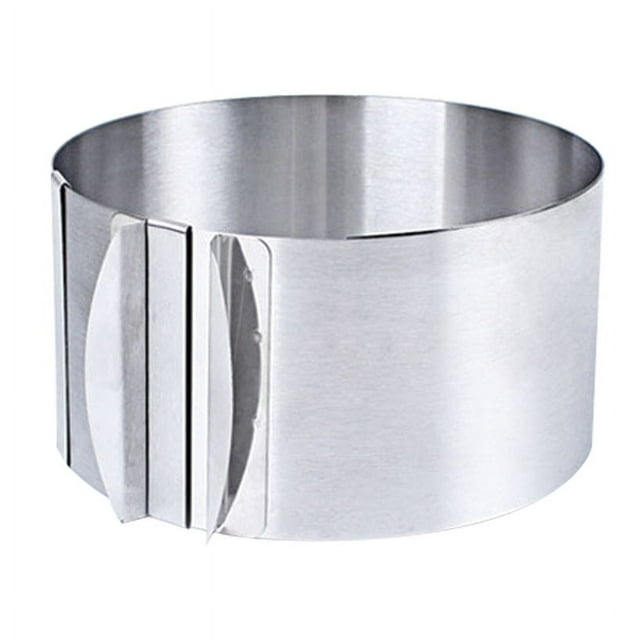 RV Anillo de pastelería ajustable, 1 pieza Marco de pastel extensible de acero inoxidable Rectangular + Molde de pastelería redondo con escala para Postre de tartas de mousse de fresa