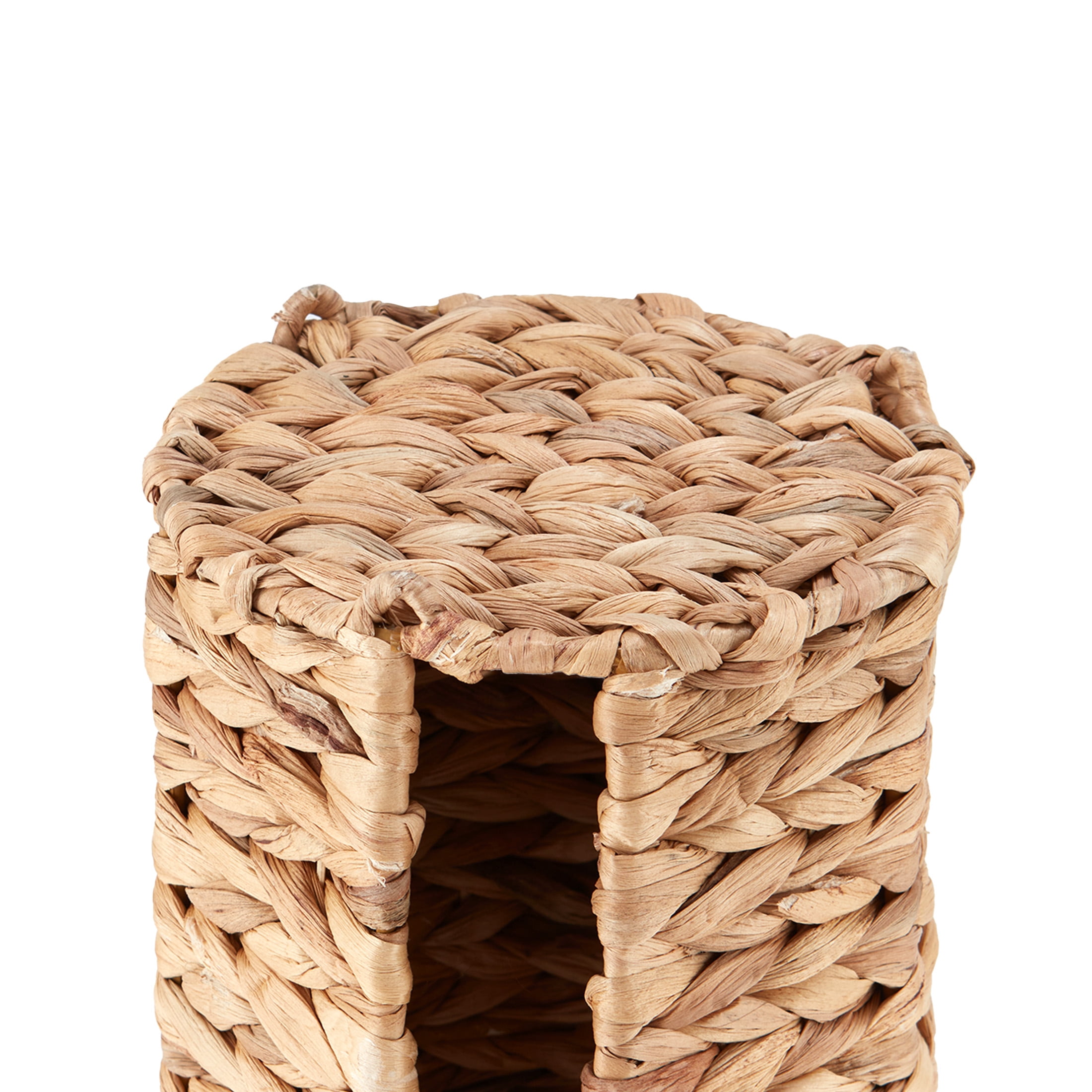 Better Homes & Gardens Floor Standing Toilet Paper Reserve with Lid, Natural Hyacinth