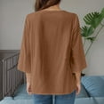 thumbnail image 4 of WULMLEO Boho Tops for Women Blouses Dressy Casual V Neck 3/4 Sleeve Shirts Spring Outfits Trendy Vacation Clothes Light Brown 2XL, 4 of 4