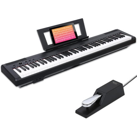 AODSK S-200 Weighted Piano 88-Key Beginner Digital Piano with Sustain Pedal,2x25W Stereo Speakers,MP3 Function,Black