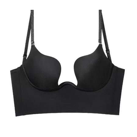 BYHONG Women Solid Low Back Bras Underwired U Shape Backless Bras Multiple Convertible Straps Underwire Bra Suit Womens bras Black XXL