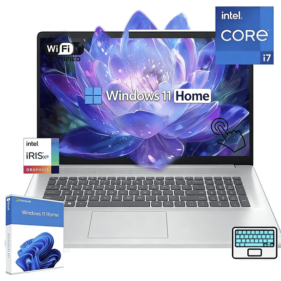 New HP 17t-cn200 17.3" HD High Performance Laptop(Intel Core i7-1355U, 16GB RAM, 512GB SSD, Intel Iris Xe, Bluetooth, Windows 11 Home) with Touchscreen,Silver