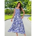 thumbnail image 4 of DARING DIVA Women's Floral Square Neck Ruffle Cap Sleeve Maxi Dresses XL Dark Blue, 4 of 6