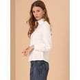 thumbnail image 3 of Tops Allegra K de Algodón de Ganchillo de Encaje Manga Larga Cuello Volante para Mujer Blanco XL, 3 of 6