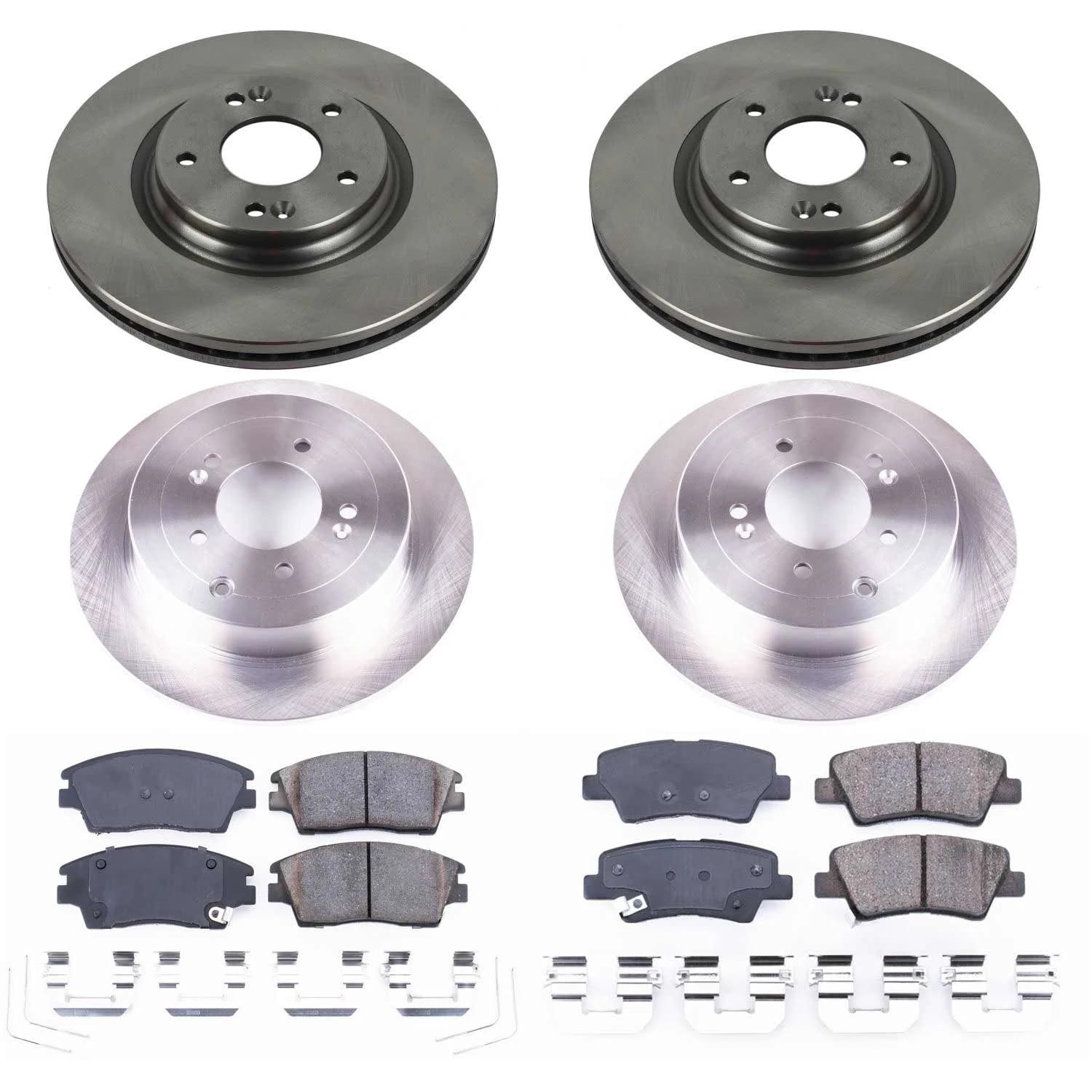 PowerStop Front and Rear Stock Replacement Brake Pad and Rotor Kit Fits: HYUNDAI KIA Select Models KOE7581