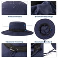 thumbnail image 4 of TOP-EX Wide Brim Sun Hat Unisex UPF 50 Waterproof Adjustable Breathable for Outdoor Adventure Hiking Fishing Safari Packable Navy L/XL, 4 of 6